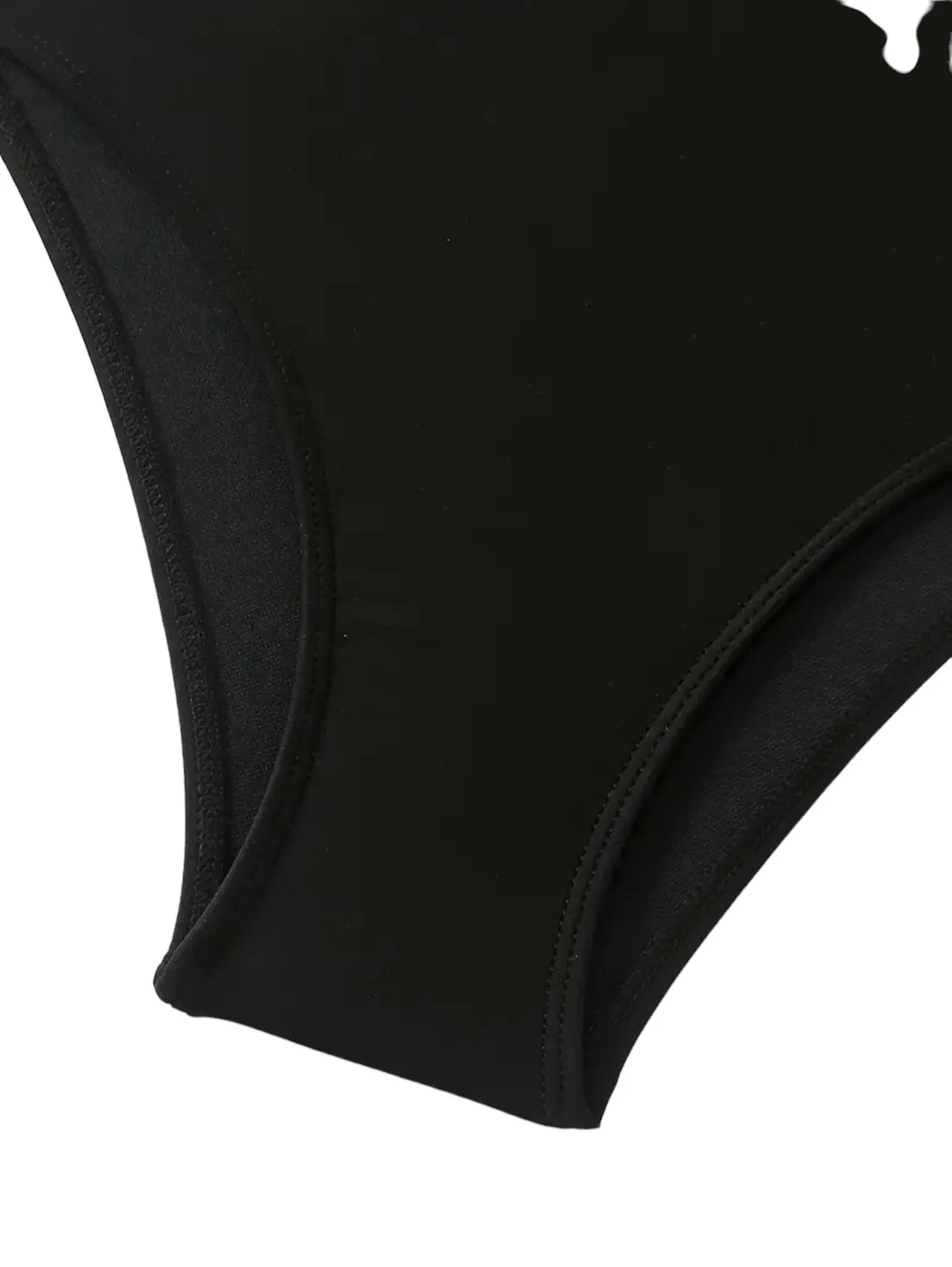 AD Two-piece Fashionable Bow One-piece Swimsuit, Solid Color Retro Skirt Black XL