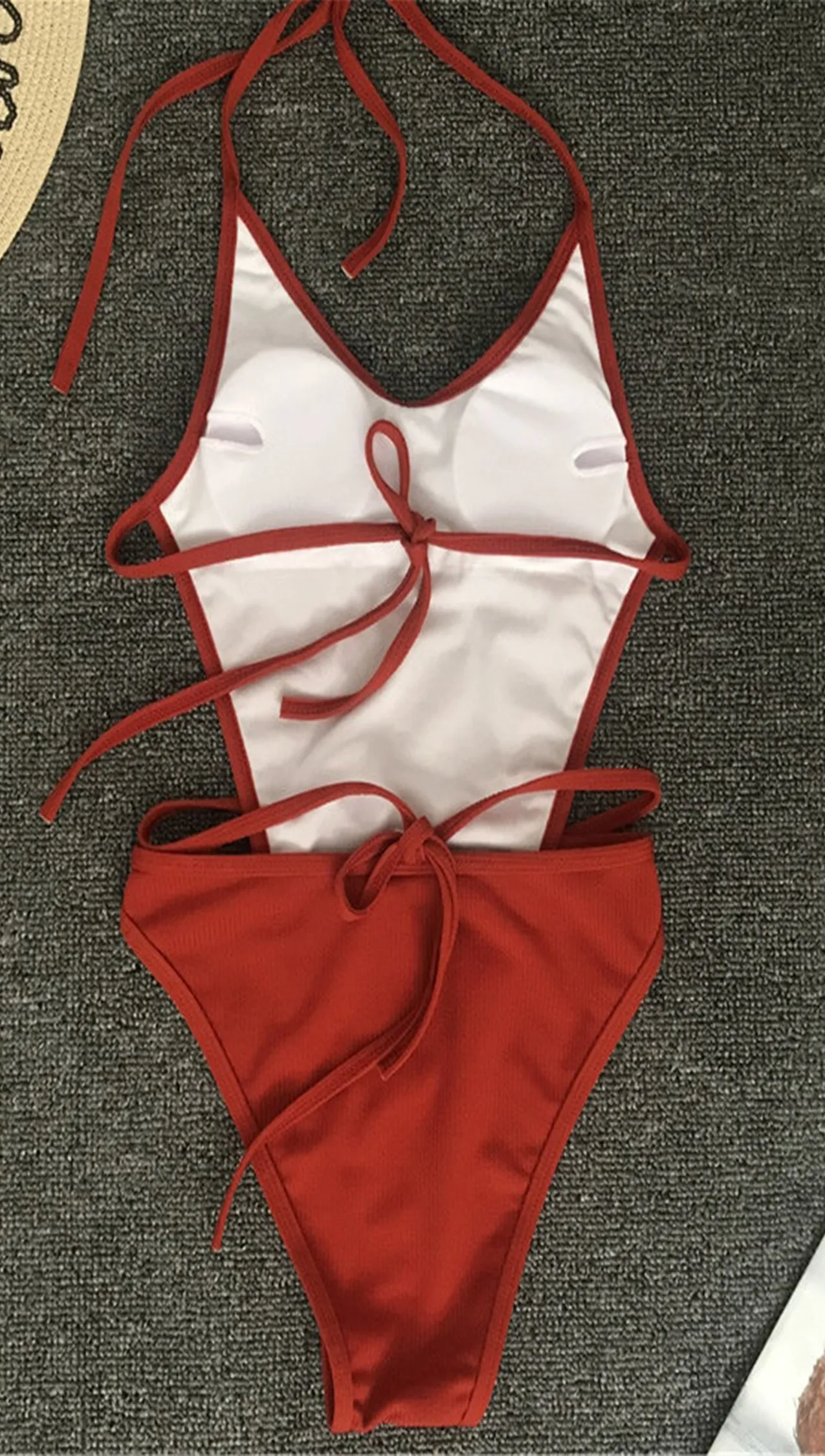 Arianna One Piece Strappy Lace Up Swim Rust