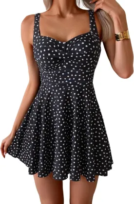 B2prity One Piece Swimdress Swimsuit for Women Tummy Control Wrap Swim Dress Modest Ruched Skirt Bathing Suit