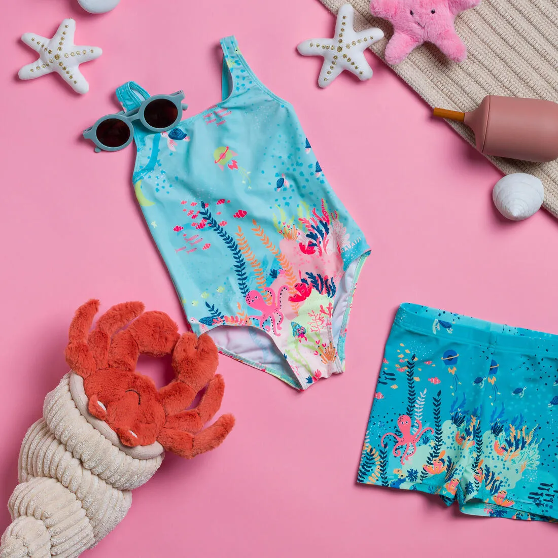 Baby / Kids’ Swim Shorts - Blue Crab Print