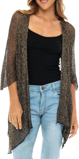 Back From Bali Womens Sheer Long Cardigan Lightweight Mesh Knit Kimono Duster  Sleeves Shrug with Curved Hem