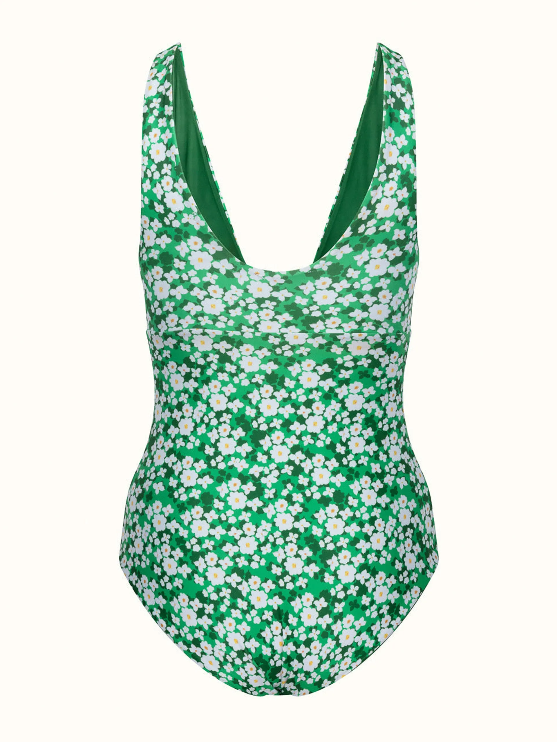 Borgo de Nor x Talia Collins green and white pallas bow tie swimsuit