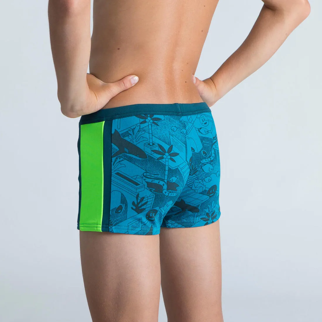 Boys’ Swimming Trunks Yokob Dark Blue / Neon