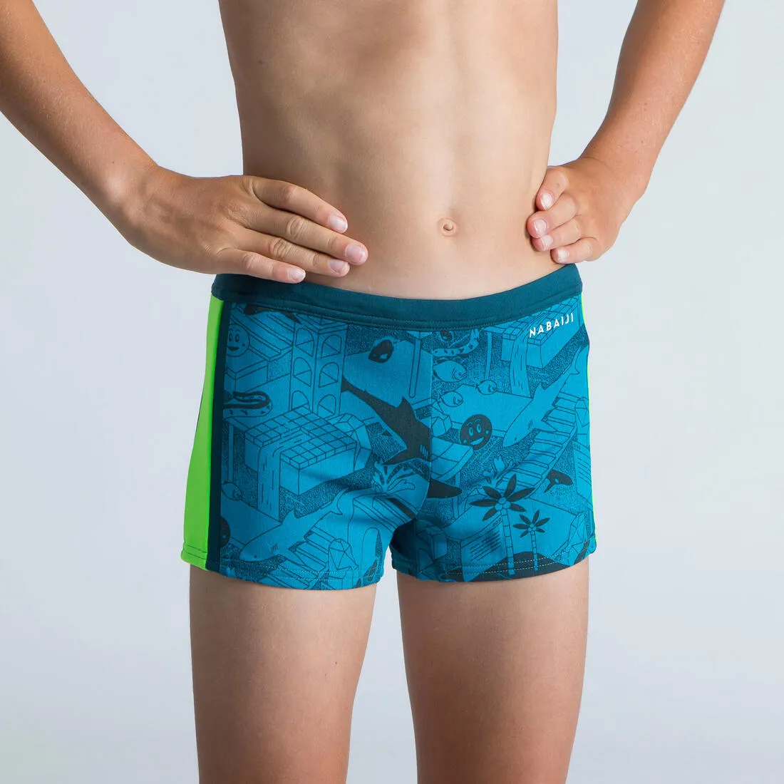 Boys’ Swimming Trunks Yokob Dark Blue / Neon