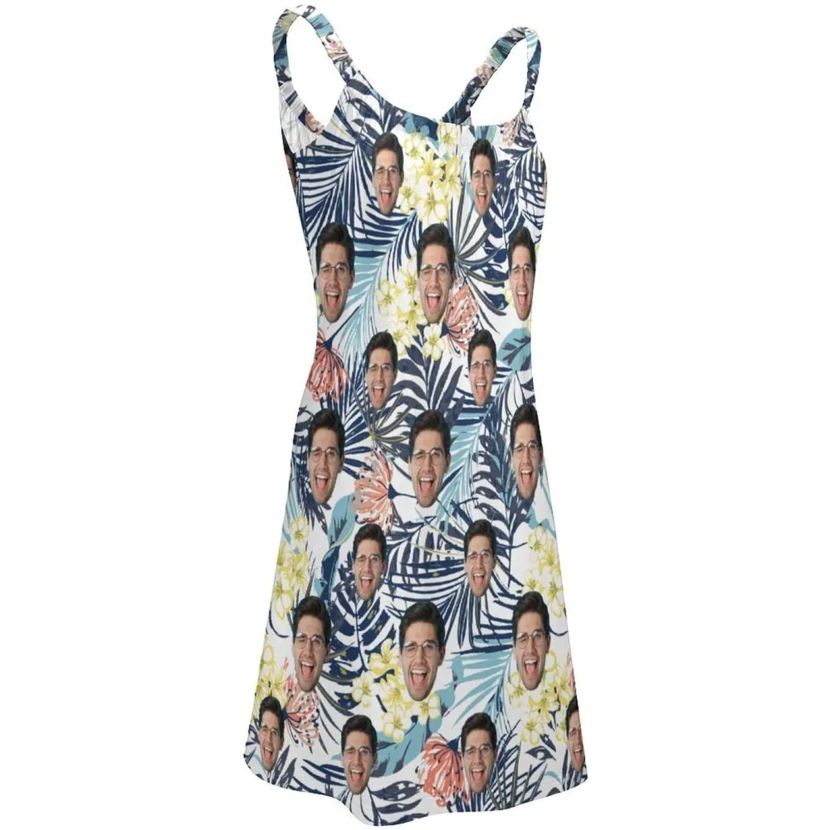 Custom Face Leaves Couple Swim Shorts&Dress Men's Swim Trunks Women's Beach Sling Skirt