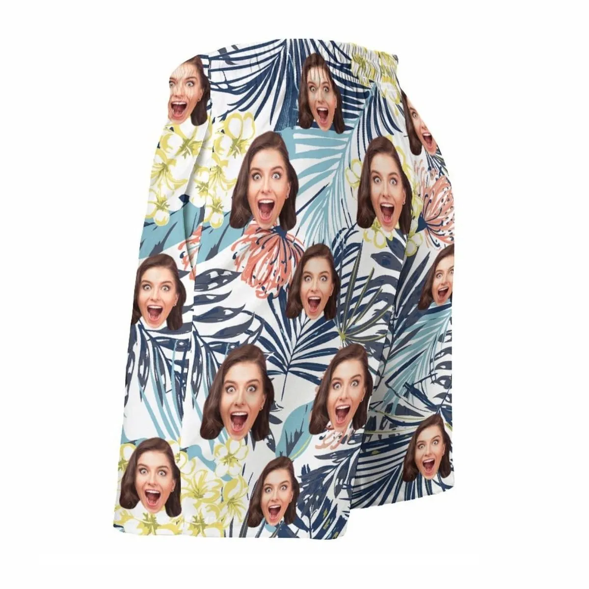 Custom Face Leaves Couple Swim Shorts&Dress Men's Swim Trunks Women's Beach Sling Skirt