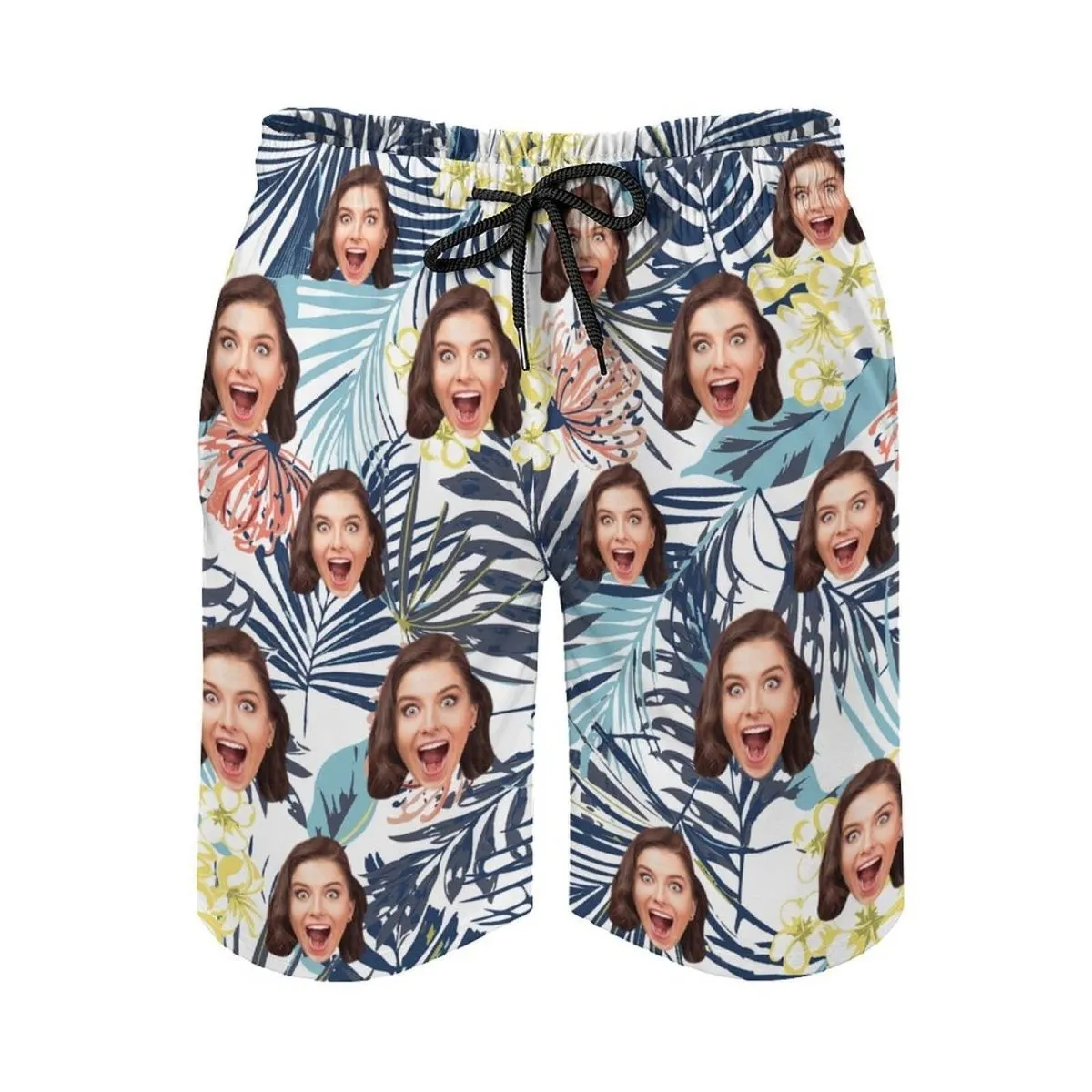 Custom Face Leaves Couple Swim Shorts&Dress Men's Swim Trunks Women's Beach Sling Skirt