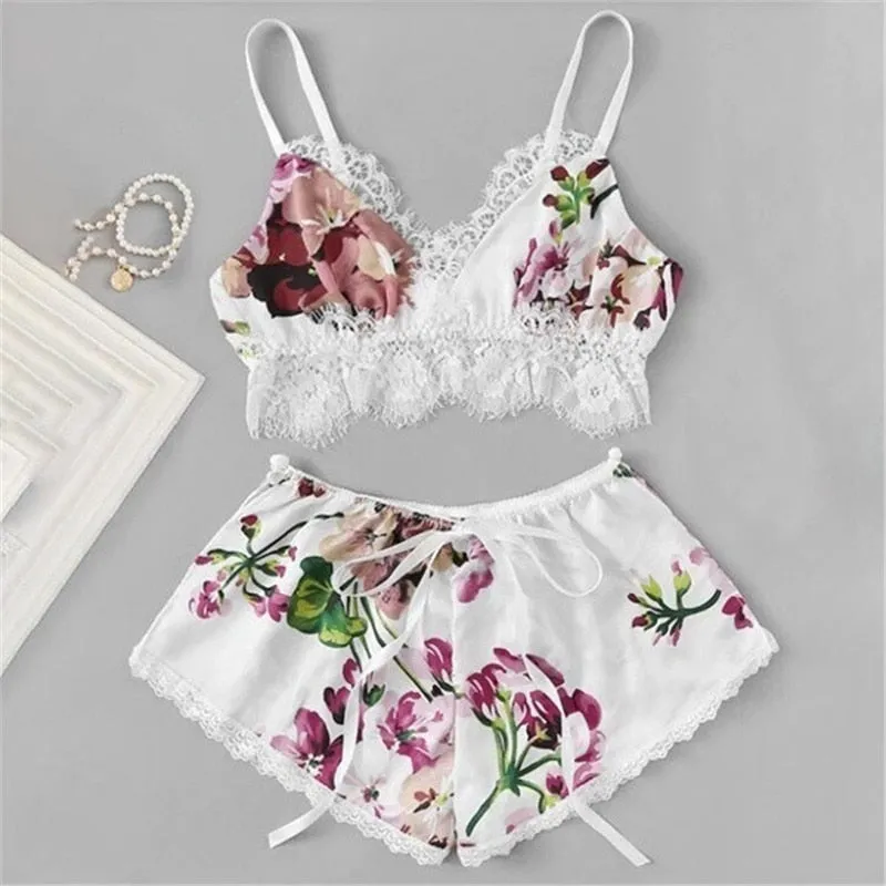 Designer Sexy Lace Sleeveless Sling Pajamas Set
