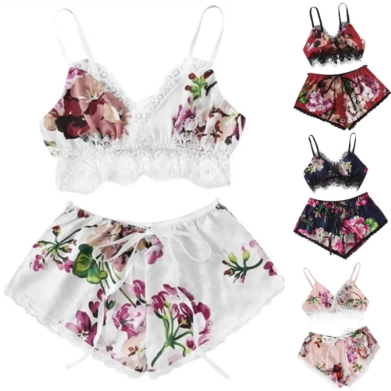 Designer Sexy Lace Sleeveless Sling Pajamas Set