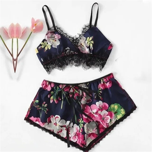 Designer Sexy Lace Sleeveless Sling Pajamas Set