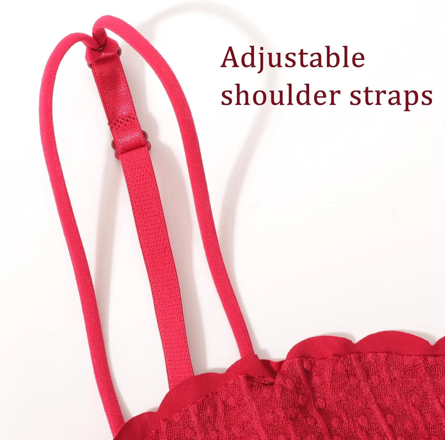 DRESHOW Lace Bralette Tank Tops Wireless Bra Lace Crop Top Padded Stretch Spaghetti Thin Strap Yoga Sports Bra for Women