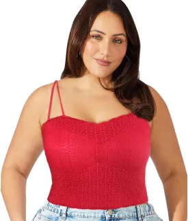 DRESHOW Lace Bralette Tank Tops Wireless Bra Lace Crop Top Padded Stretch Spaghetti Thin Strap Yoga Sports Bra for Women