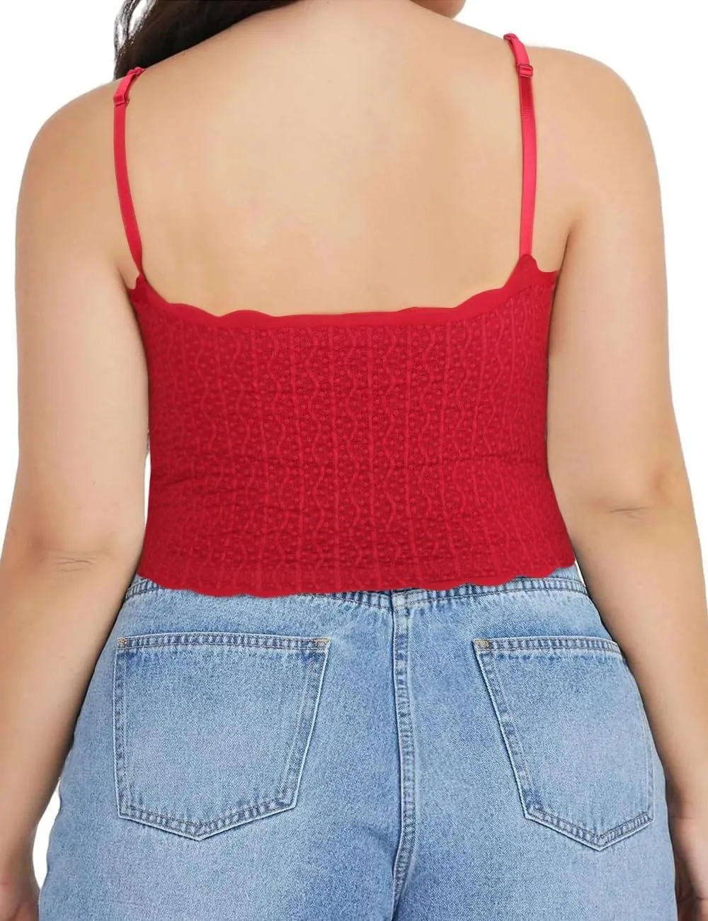 DRESHOW Lace Bralette Tank Tops Wireless Bra Lace Crop Top Padded Stretch Spaghetti Thin Strap Yoga Sports Bra for Women