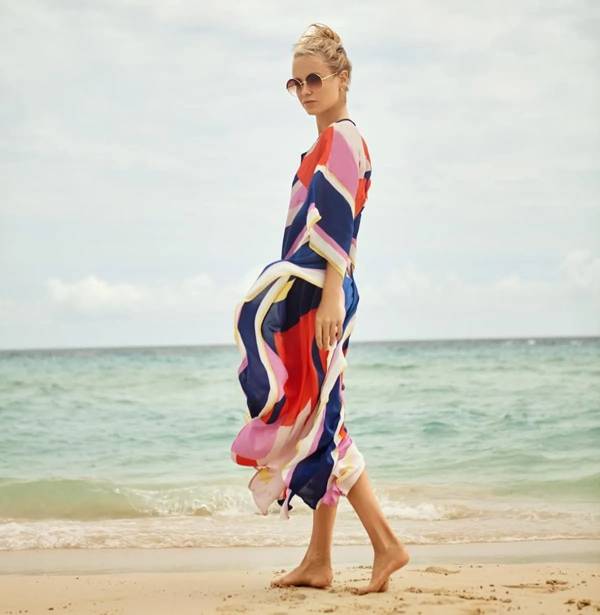 Dresses for Women Loose Kimono Cardigans Floral Kaftans Cover up Caftan Blouses Beach Swimsuit
