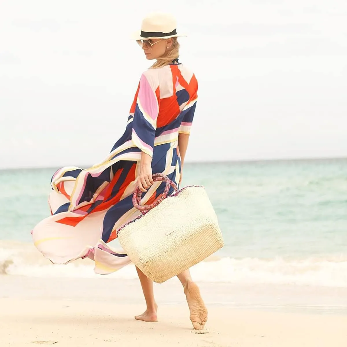 Dresses for Women Loose Kimono Cardigans Floral Kaftans Cover up Caftan Blouses Beach Swimsuit