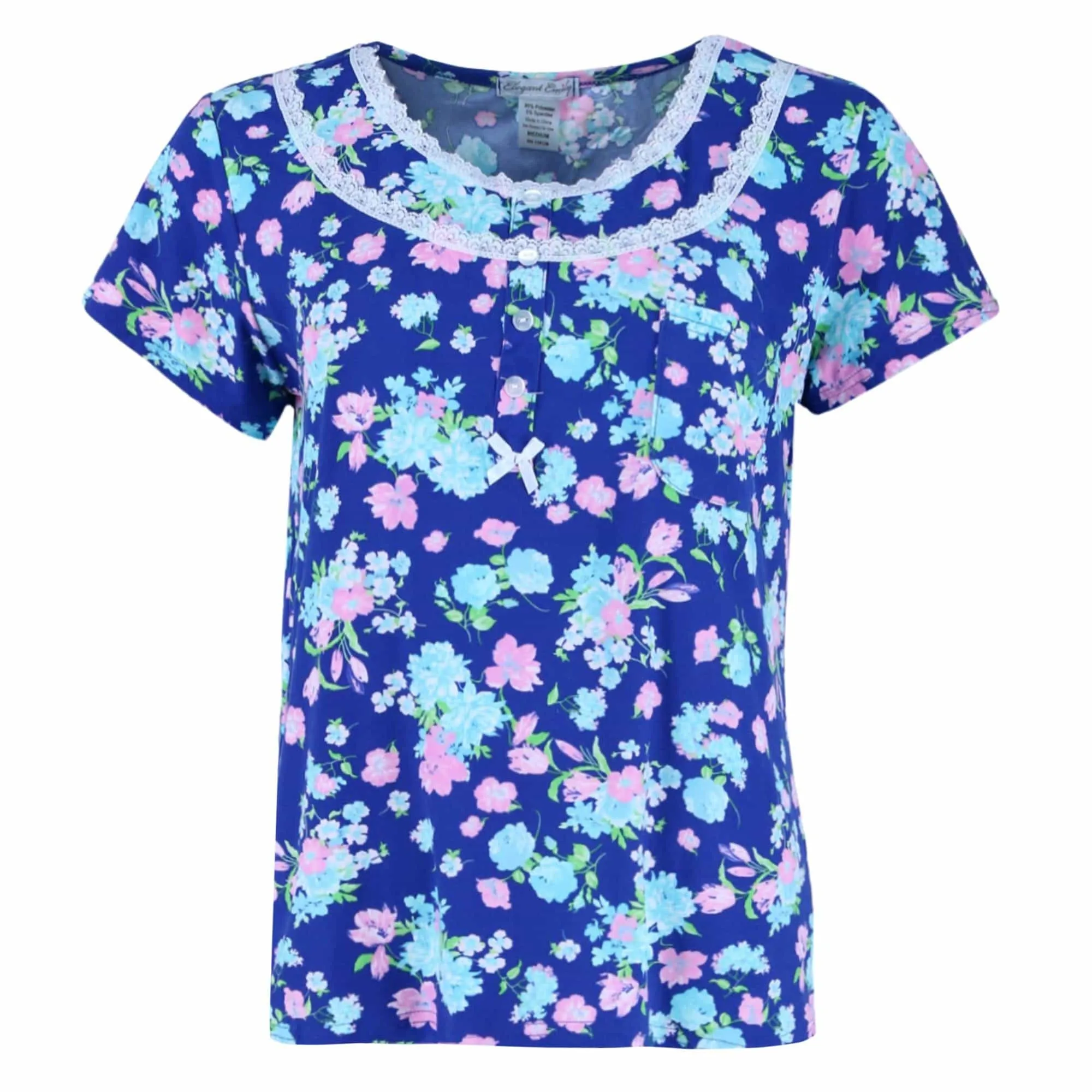 Elegant Emily Women's Blue Floral Capri Sleep Set