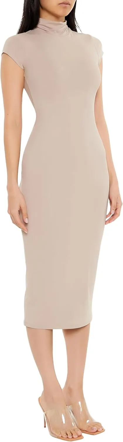 Forever 21 Women's Turtleneck Bodycon Contour Midi Dress