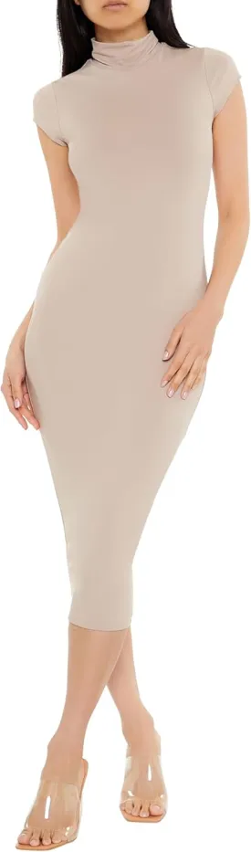 Forever 21 Women's Turtleneck Bodycon Contour Midi Dress