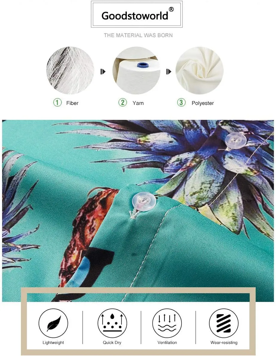 Goodstoworld Men's Novelty Hawaiian Button Down Shirts