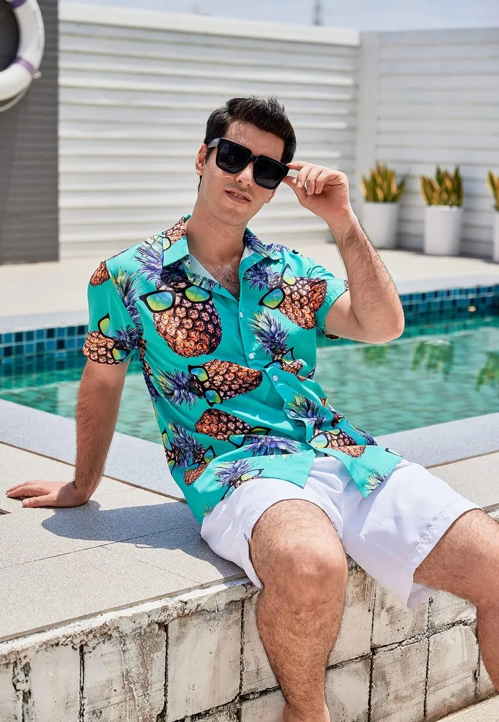 Goodstoworld Men's Novelty Hawaiian Button Down Shirts