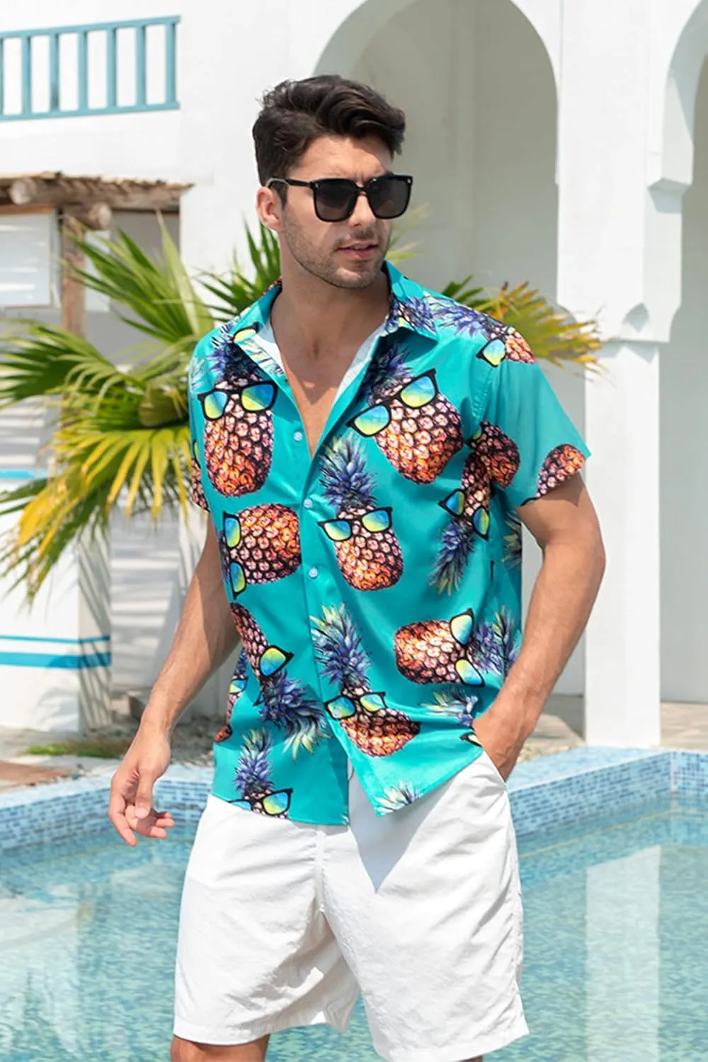 Goodstoworld Men's Novelty Hawaiian Button Down Shirts