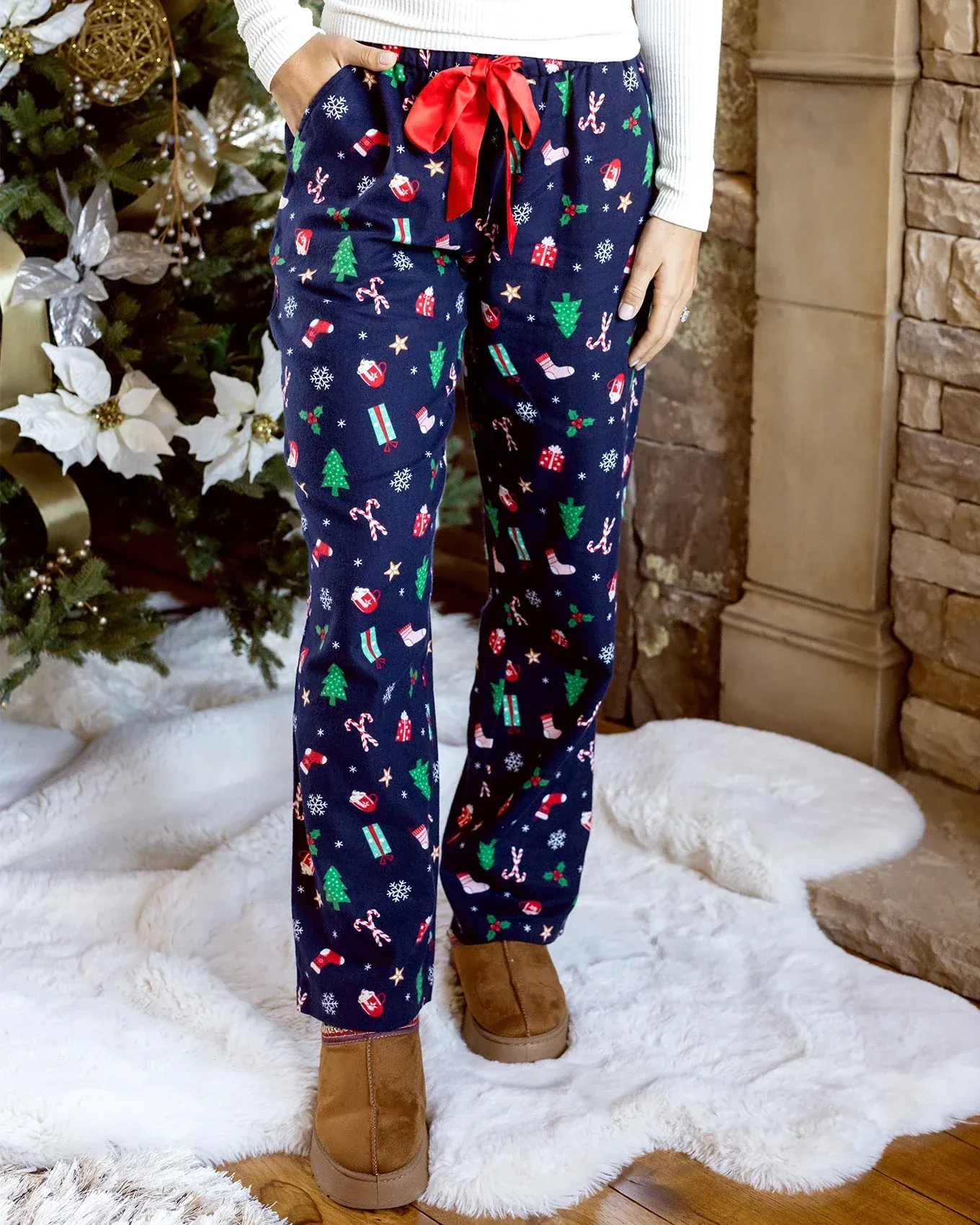 Grace & Lace | Flannel Christmas Pajama Pants | Navy