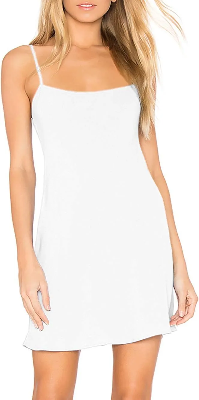 H HIAMIGOS Nightgowns for Women with Built in Bra Slip Dress Sleepwear Sleeveless Nightdress Full Slips
