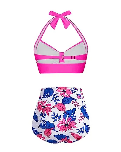 High Waisted Bikini Set Halter Vintage Swimwear