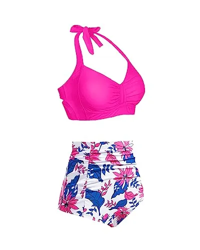 High Waisted Bikini Set Halter Vintage Swimwear
