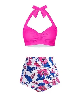 High Waisted Bikini Set Halter Vintage Swimwear