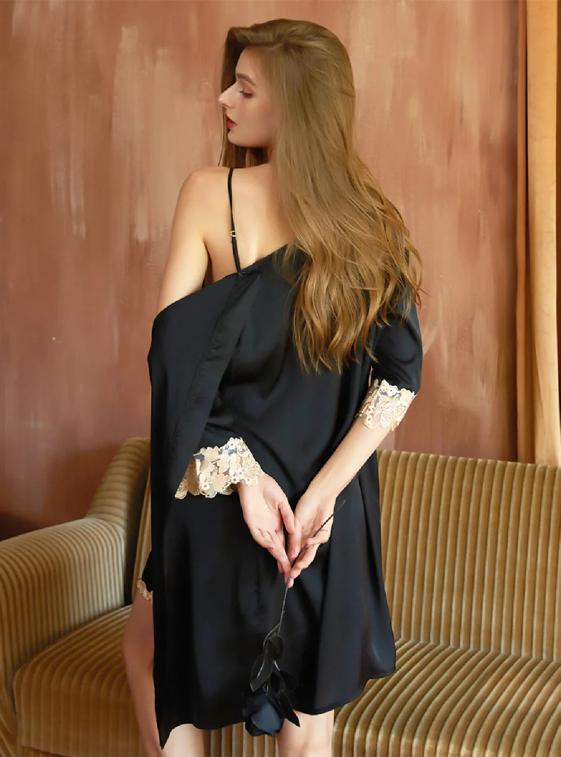 Ice Sling Water Soluble Lace Home Pajamas Set