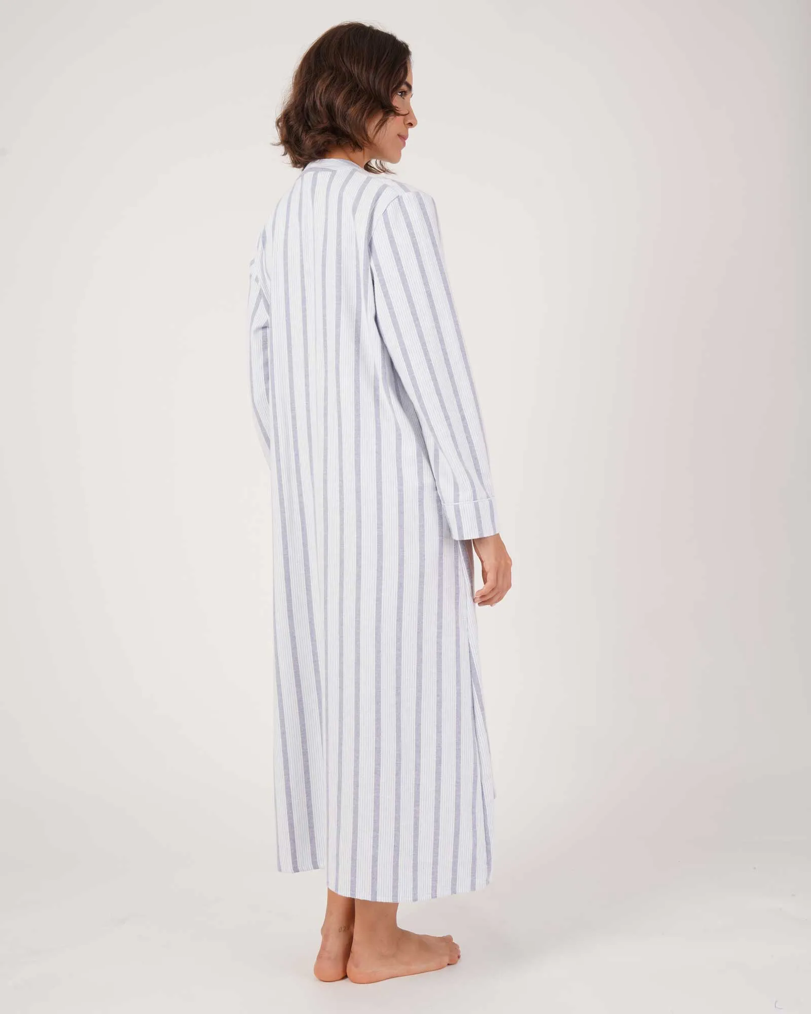 Josephine Brushed Cotton Nightdress - Ripple Stripe
