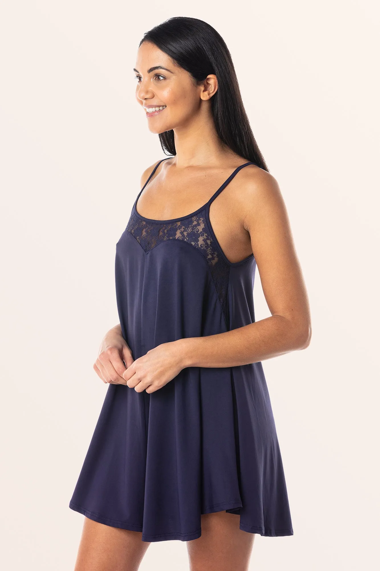 Lace Chemise Nightdress - Midnight Blue
