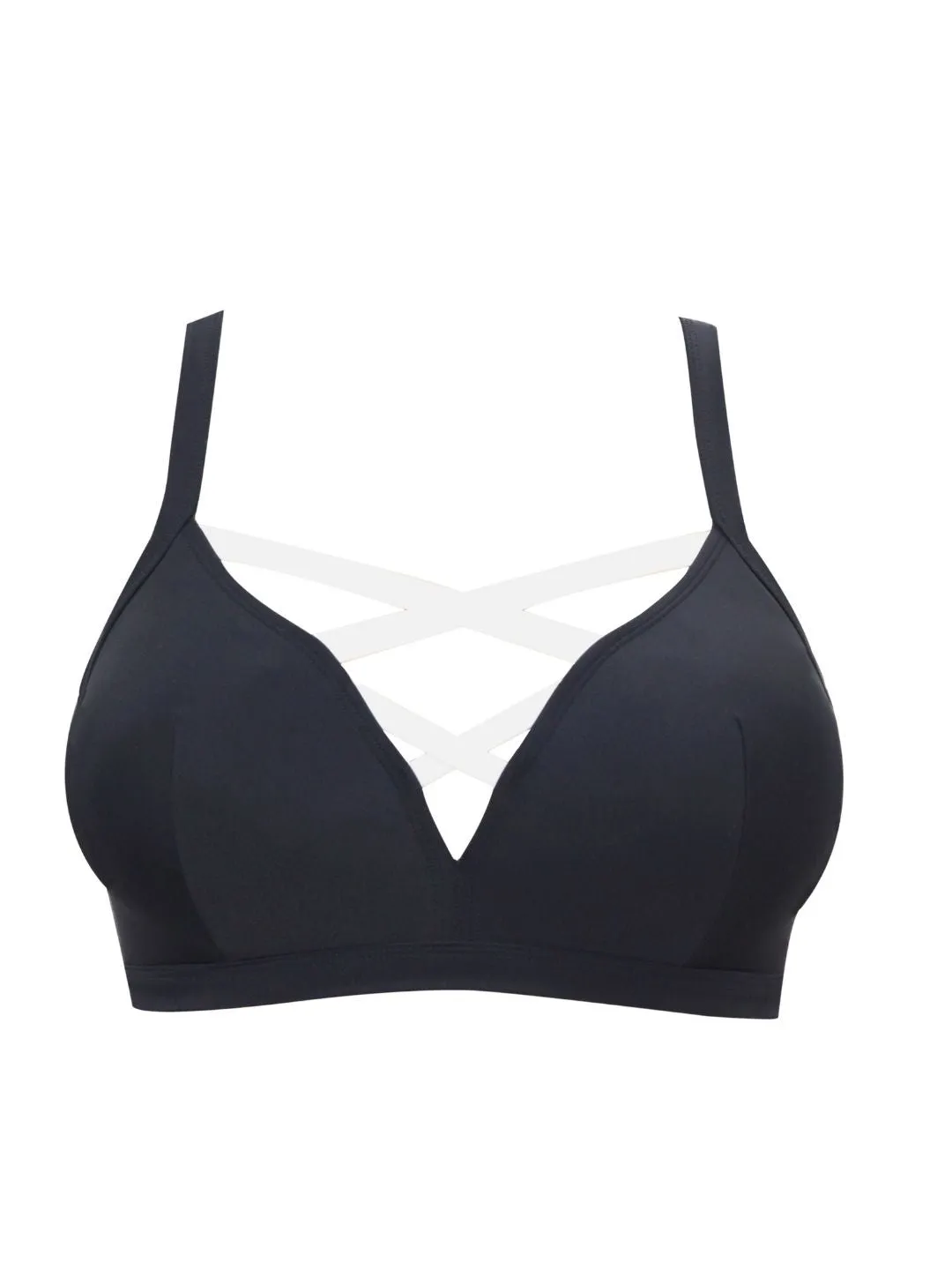 Lauren Triangle Swim Top - Black w White - S8222