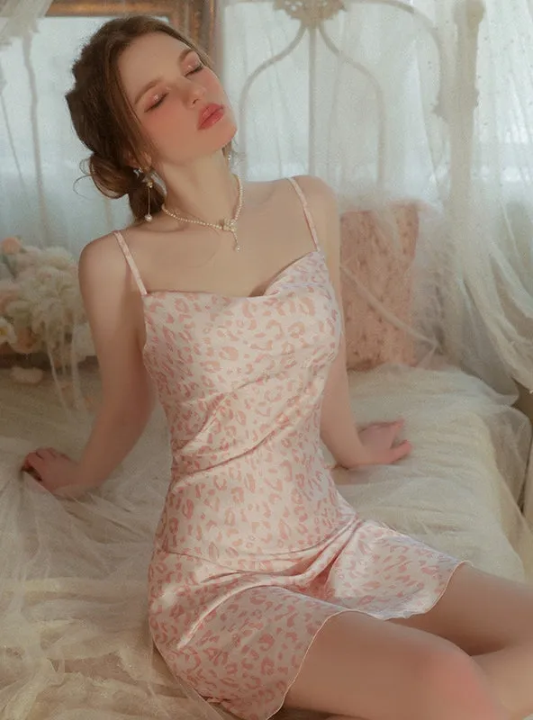 Leopard Print Sweet Ice Silk Pajamas