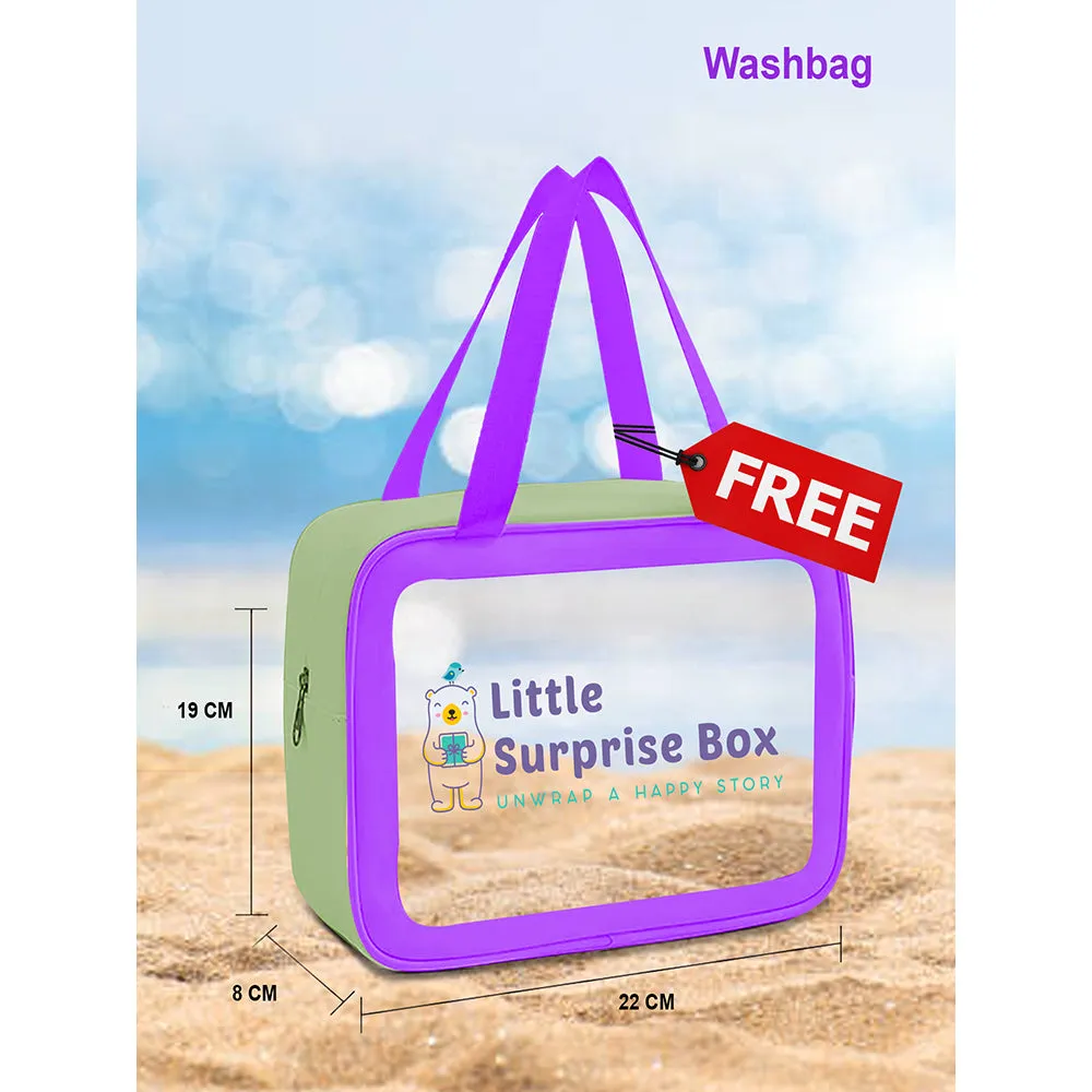 Little Surprise Box Purple & Mint Green Stripes 2pcs Full Length Swimsuit for Girls with UPF 50 