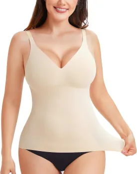 LODAY Compression Tank Tops for Women Tummy Control Shapewear Seamless Body Shaper Workout V-Neck Camisole Cami Tops