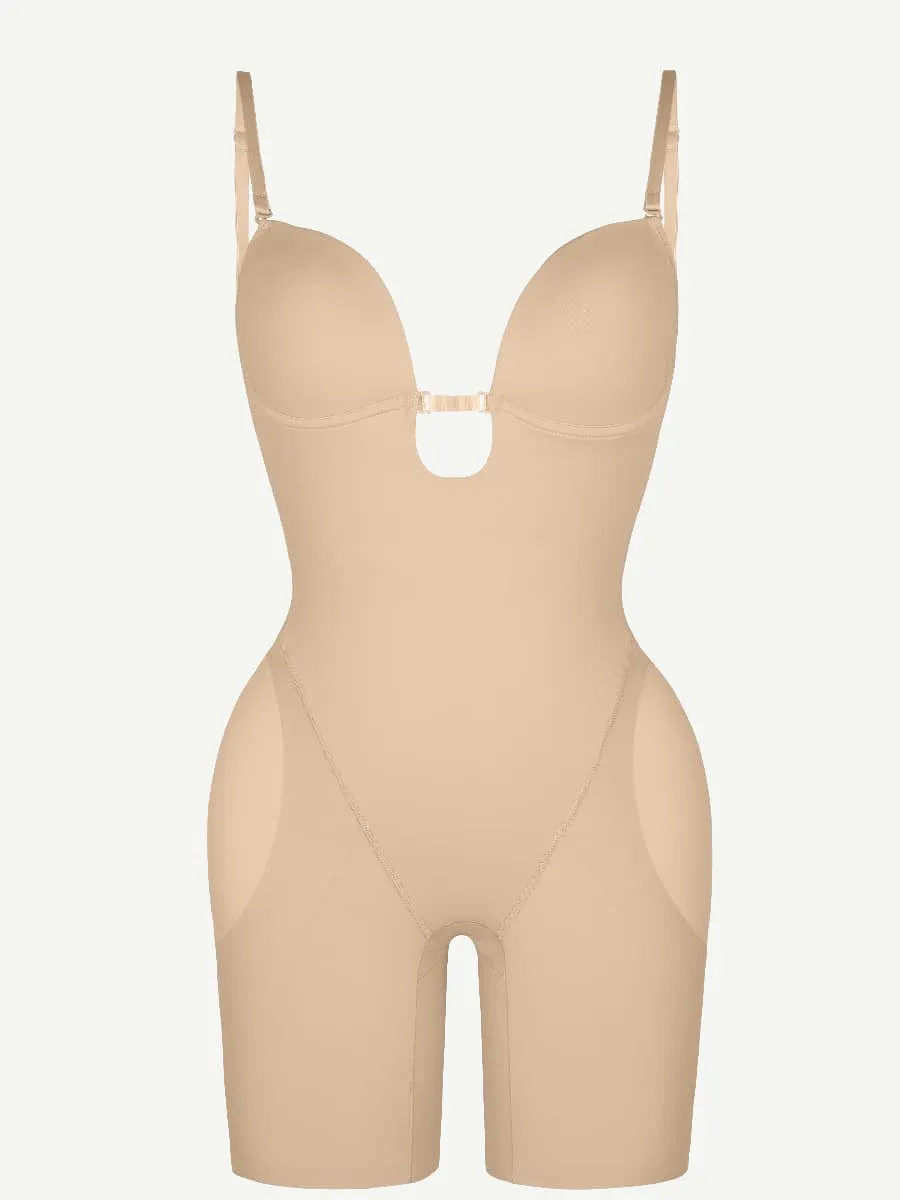 Low-cut Back Body Shaper with Built-in Removable Buttocks and Crotch Pads