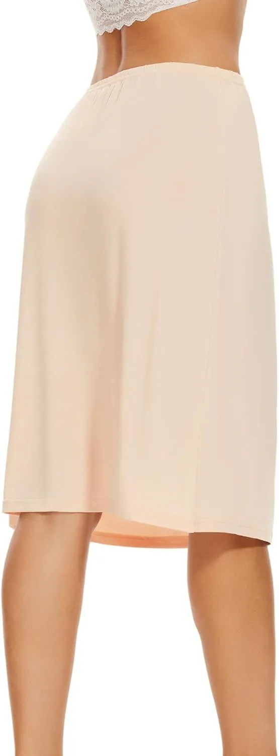 MANCYFIT Half Slips for Women Underskirt Dress Extender Lace Trim Knee Length Midi Skirt