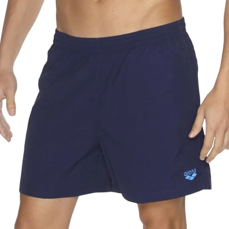 MEN'S FUNDAMENTALS SIDES VENT BOXER SWIM SHORTS - NAVY/PIX BLUE