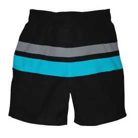 Mod Block Trunks w/Built-in Reusable Absorbent Swim Diaper-Black & Grey/Aqua Block