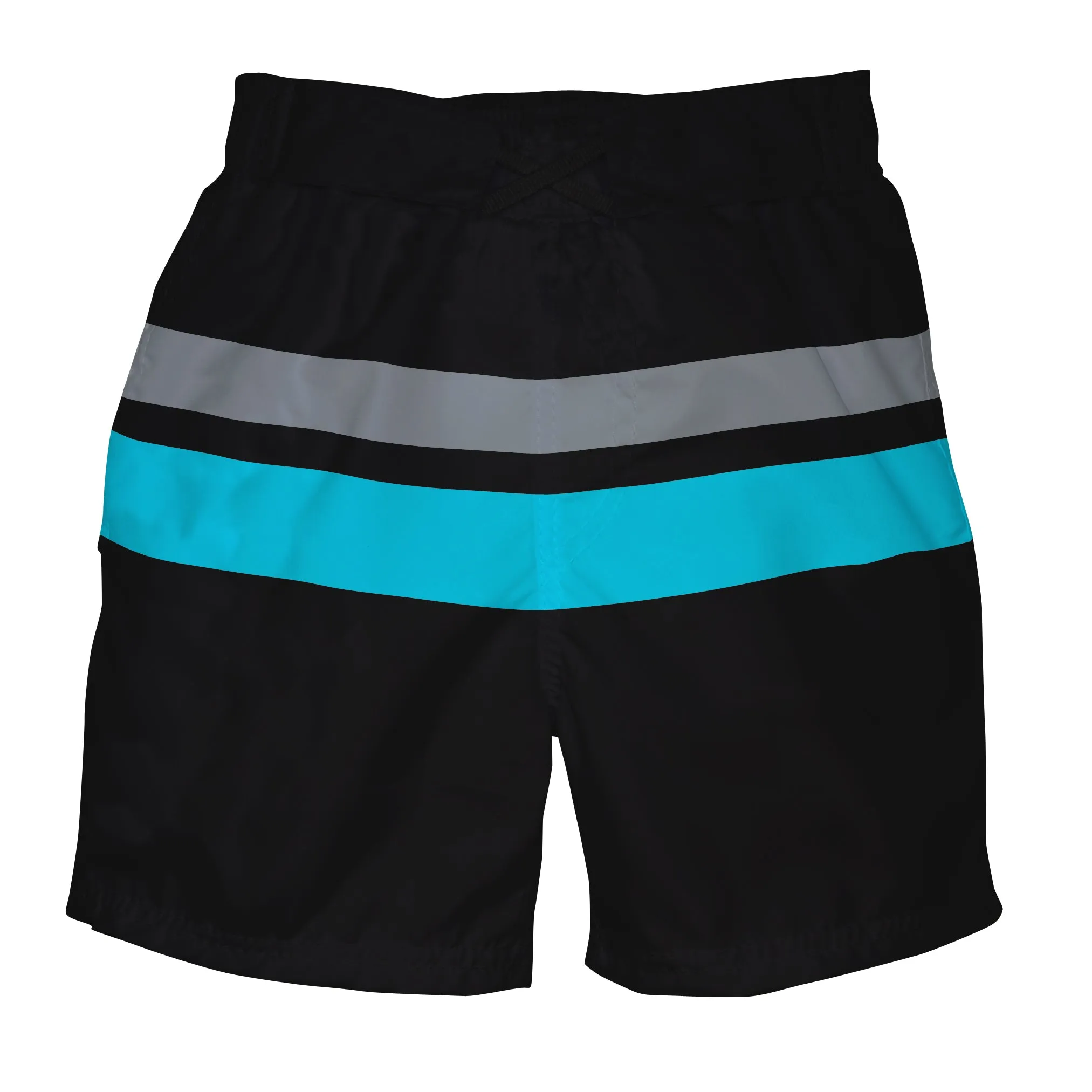 Mod Block Trunks w/Built-in Reusable Absorbent Swim Diaper-Black & Grey/Aqua Block