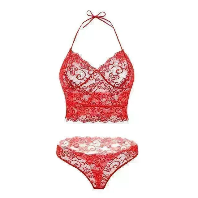 New erotic lingerie Charming perspective pajamas set Sling lace lingerie