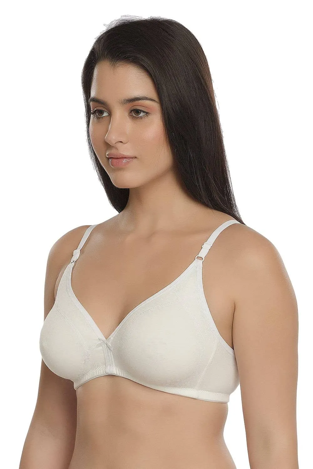 Organic Cotton Antimicrobial Seamless Triangular Bra with Supportive Stitch (Pack of 2)-ISB099-Black_M.White-
