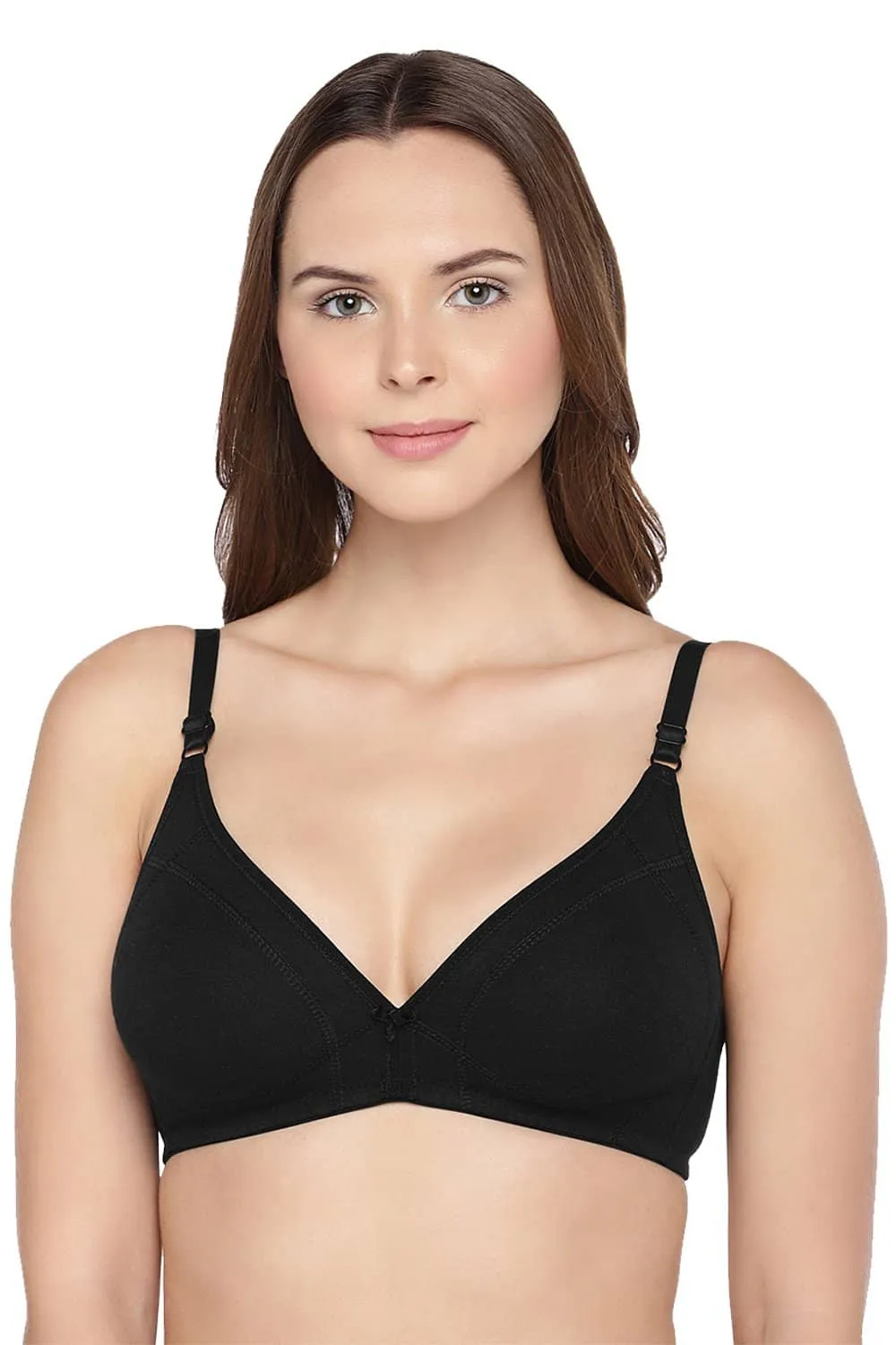 Organic Cotton Antimicrobial Seamless Triangular Bra with Supportive Stitch (Pack of 2)-ISB099-Black_M.White-
