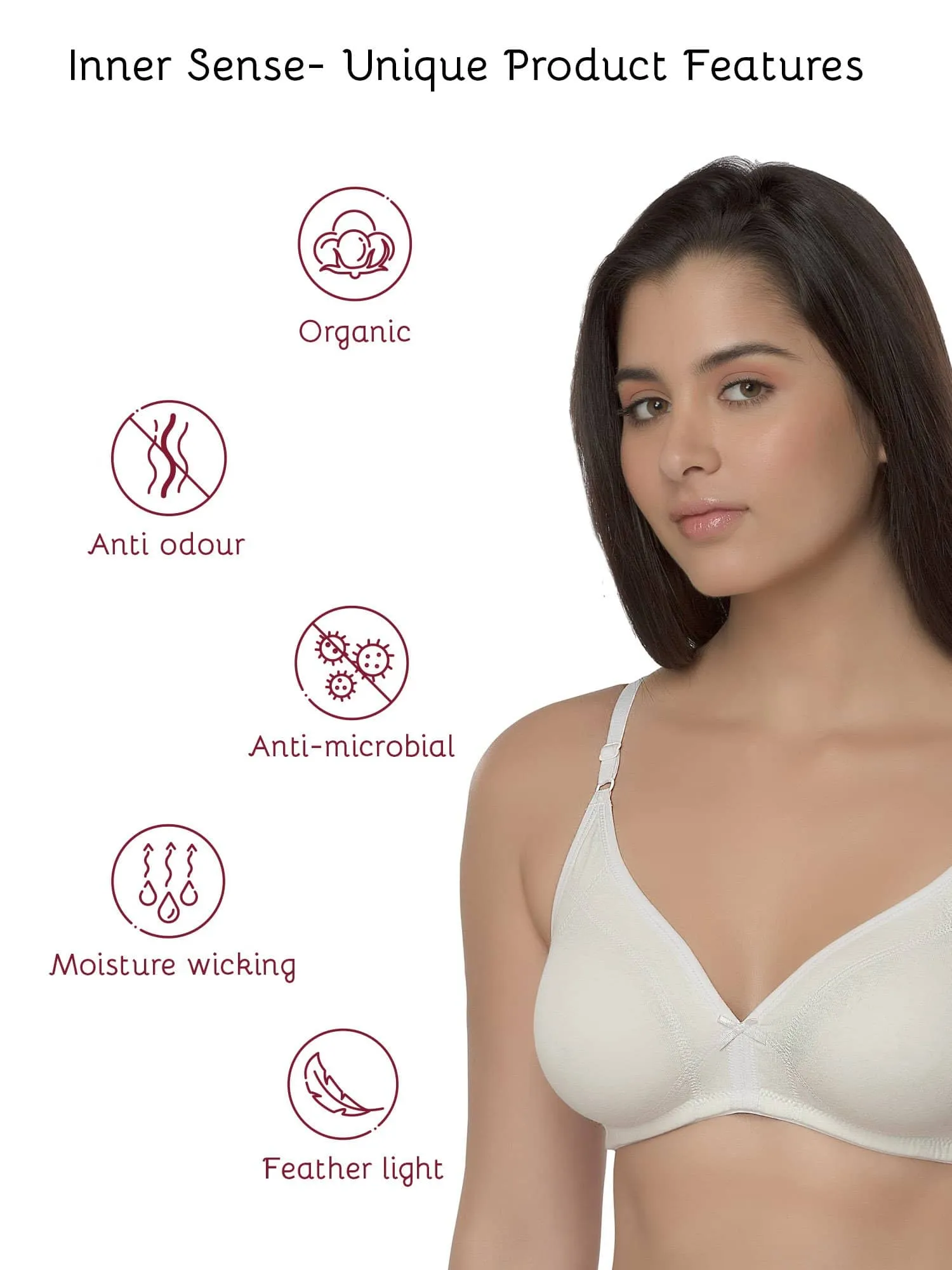 Organic Cotton Antimicrobial Seamless Triangular Bra with Supportive Stitch (Pack of 2)-ISB099-Black_M.White-