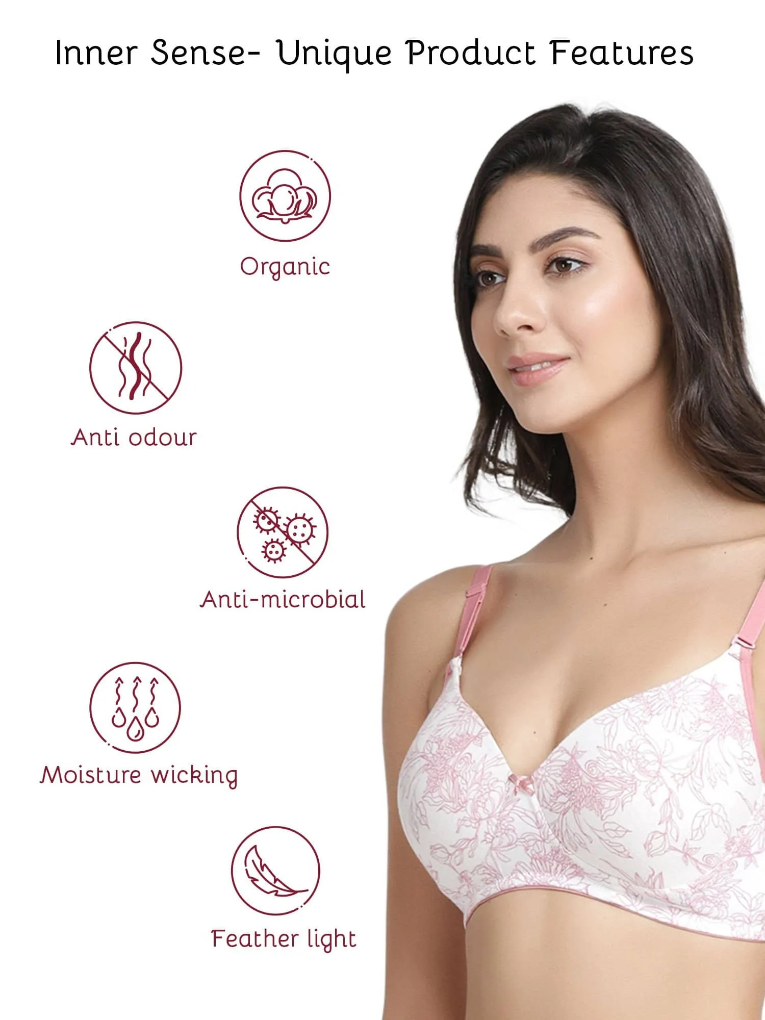 Organic Cotton  Antimicrobial Wire-free Padded Bra (Pack of 2)-ISB068-Mauve_Coral Pink-