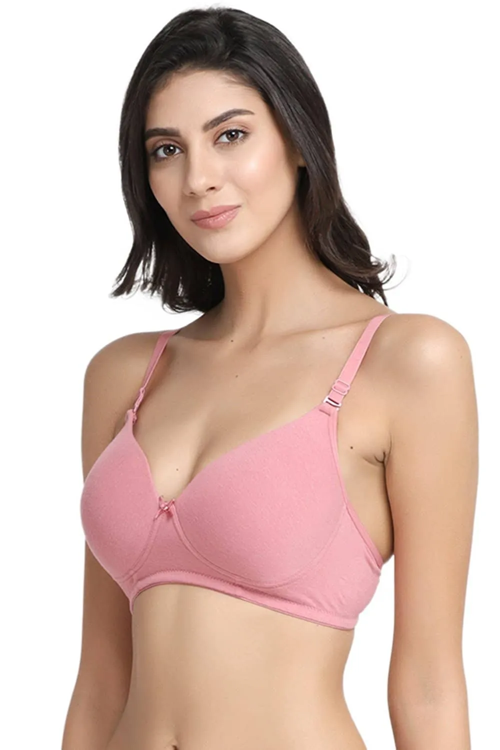 Organic Cotton  Antimicrobial Wire-free Padded Bra (Pack of 2)-ISB068-Mauve_Coral Pink-