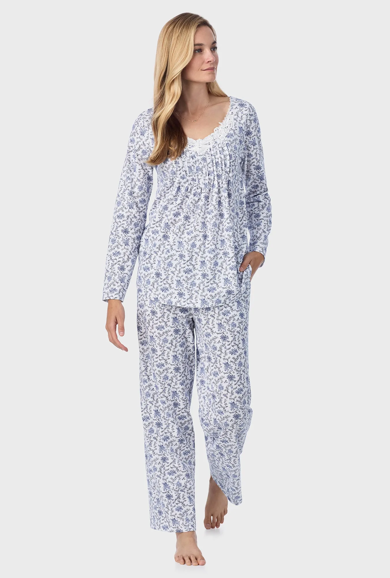 Petite Floral Cotton Long Pajama Set