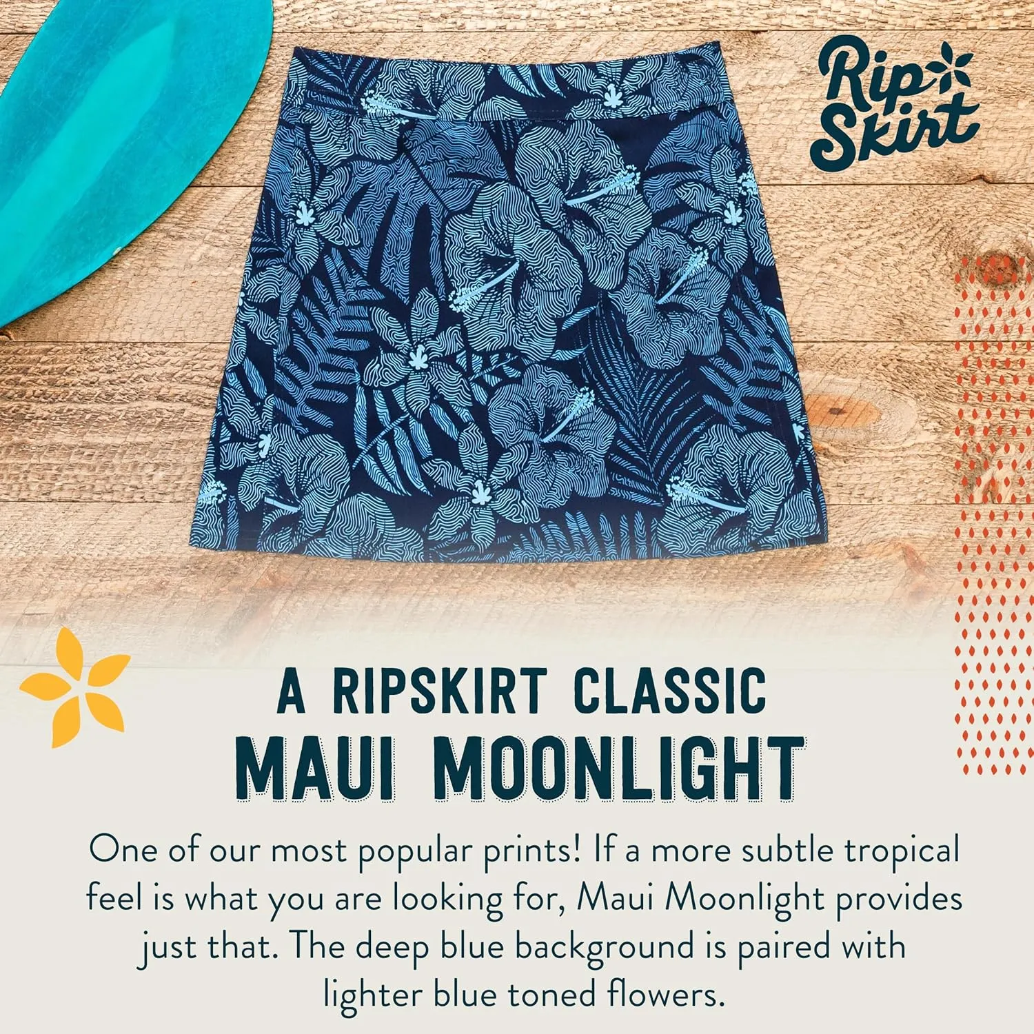 RipSkirt Hawaii Length 2 - Wrap Skirt for Women - Quick Dry Swim Cover-Up for Beach, Travel with Pocket